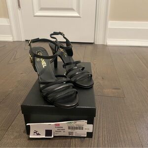 CHANEL Black Strappy Heels